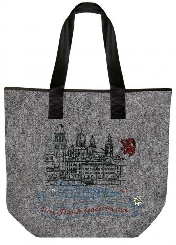 Filztasche mit edlem Stickmotiv - Drei-Flüsse-Stadt PASSAU - 26077 - Shopper Bag Umhängetasche