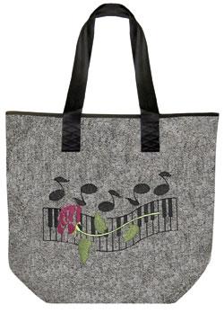 Filztasche mit Einstickung - KLAVIERTASTEN NOTEN - 26095 - Shopper Tasche Umhängetasche Bag