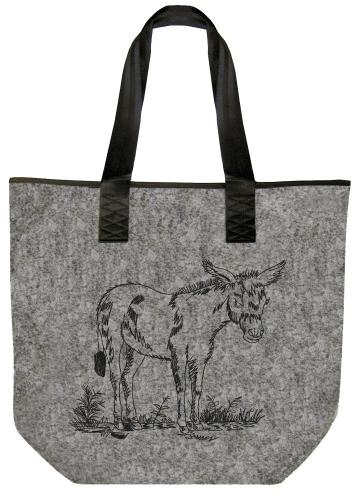 Filztasche mit Einstickung - Esel - Gr. ca. 46,5 x 39,5 cm - 26136