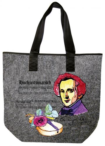 Filztasche mit Einstickung - Mendelsohn Hochzeitsmarsch - 26147 Shoppertasche Gr. ca. 46,5cm x 39,5cm