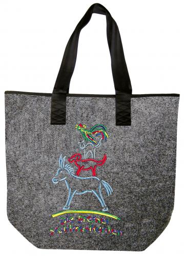 Filztasche mit Einstickung - Bremer Stadtmusikanten Motiv 1 - 26225 Shoppertasche Gr. ca. 46,5cm x 39,5cm