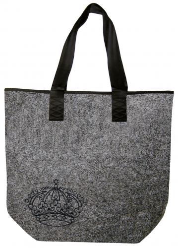 Filztasche mit Einstickung - Köln kleine Krone - 26244 Shoppertasche Gr. ca. 46,5cm x 39,5cm