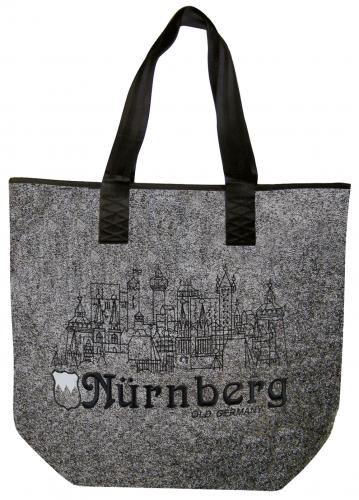 Filztasche mit Einstickung - Nürnberg Stadt Skyline Old Germany - 26251 Shoppertasche Gr. ca. 46,5cm x 39,5cm