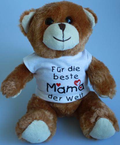 Teddybär mit Shirt  - Für die beste Mama der Welt - Größe ca 26cm - 27047