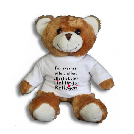 Teddybär mit Shirt  - Für meinen aller, aller, allerliebsten Lieblings-Kollegen - Größe ca 26cm - 27173