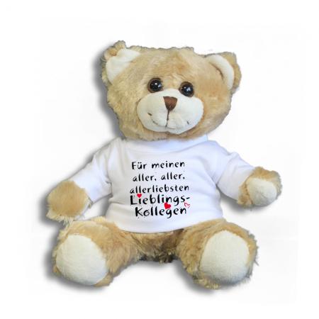 Teddybär mit Shirt  - Für meinen aller, aller, allerliebsten Lieblings-Kollegen - Größe ca 26cm - 27173