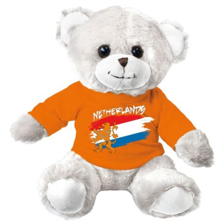 Teddybär weiß mit Shirt - Länderflagge Niederlande - 27194 Gr. ca. 26cm