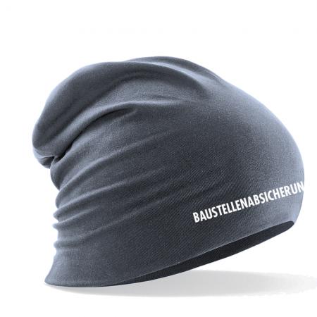 Longbeanie Slouch-Beanie Sommerbeanie mit Textildruck - BAUSTELLENABSICHERUNG - SB55011