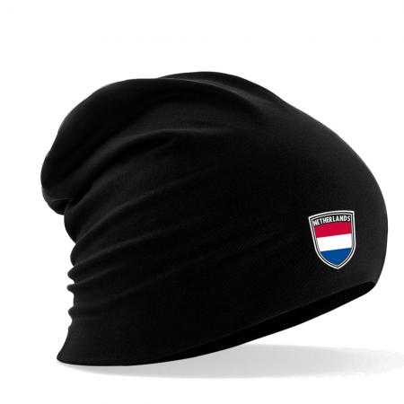 Longbeanie Slouch-Beanie Sommerbeanie mit Textildruck Wappen - NIEDERLANDE NETHERLANDS - SB55041