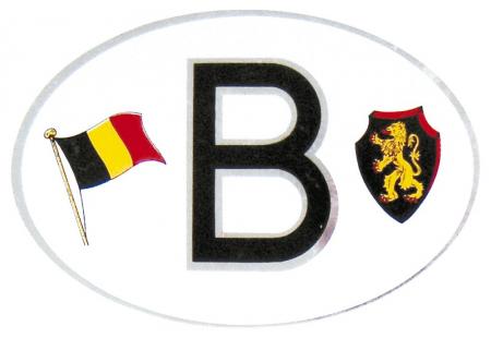 Aufkleber Stick Button Applikation PVC-Aufkleber B = Belgien NEU Gr. ca.  11 x 7cm (301152) Länderkennzeichnung Landeszeichen Wappen-301152