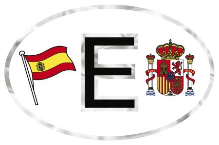 Alu-Qualitätsaufkleber oval - E Spanien Wappen Fahne 301157  Gr. ca. 102 x 66 mm