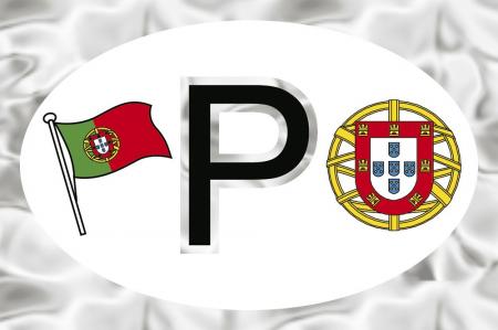Alu-Qualitätsaufkleber oval - P = Portugal Wappen Fahne - 301158 - Gr. ca. 102 x 66 mm