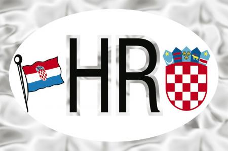 Alu-Qualitätsaufkleber oval - HR = Kroatien Wappen Fahne – 301170/4 - Gr. ca. 102 x 66 mm