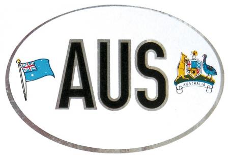Alu-Qualitätsaufkleber oval - AUS = Australien Wappen Fahne – 301171 - Gr. ca. 102 x 66 mm