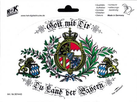 Auto-Aufkleber Stick Applikation Emblem Aufkleber Bayern Gott mit