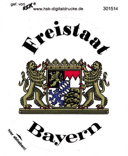 PVC - Aufkleber - Wappen Freistaat Bayern - 301514 - Gr. ca. 7,8 x 9,5  cm-301514