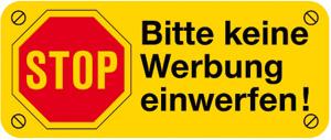 PVC-Aufkleber - BITTE KEINE WERBUNG - 302057/6 - Gr. ca. 48 x 20 mm