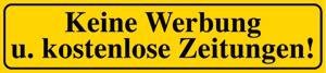 PVC-Aufkleber - KEINE WERBUNG - 302077/5 - Gr. ca. 9 x 2 cm