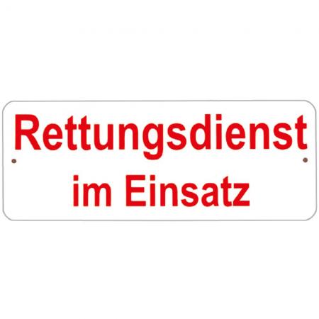 Hinweisschild mit Saugnäpfen - RETTUNGSDIENST IM EINSATZ - Gr. ca. 245 x 95 mm - 307733