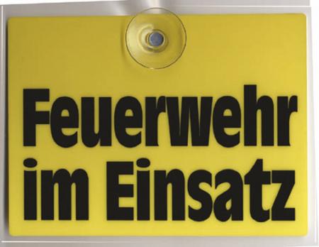Schild mit Saugnapf -  Feuerwehr im Einsatz - 307770 - Gr. ca. 20 x 15 cm