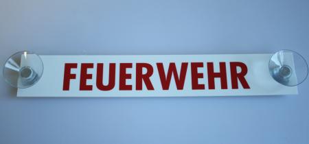 Schild mit 2 Saugnäpfen - Feuerwehr - Gr. ca. 21cm x 4,3cm - 308039/1