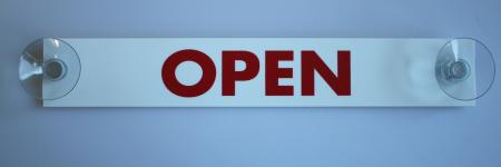 Schild mit 2 Saugnäpfen - Open - Gr. ca. 21cm x 4,3cm - 308039/4