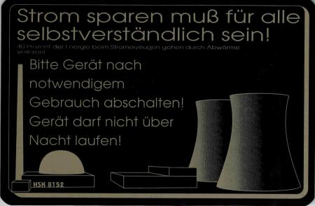 Hinweis- Schild - STROM SPAREN MUSS FÜR ALLE SELBSTVERSTÄNDLICH SEIN ... - Gr. 14,5 X 9,5 cm - 308152