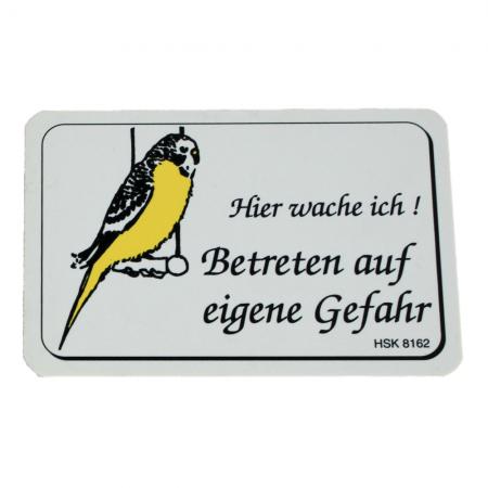 Lustiges Warnschild - Hier wache ich ... Wellensittich gelb - 308162 - 15cm x 10cm