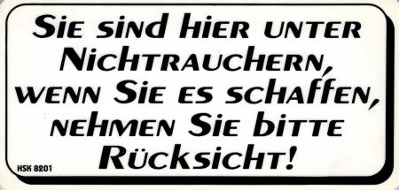Hinweis- Schild - ..Nichtraucher..Rücksicht - Gr. 20x10 cm - 308201 - Spaß-Schild