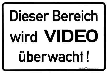 Hinweisschild- Türschild - Dieser Bereich wird videoüberwacht - Gr. ca. 20 x 30 cm - 308295/1