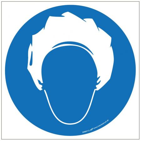 Gebotsschild Hinweisschild - Haarnetz Haube tragen - Gr. 20 X 20 cm - 308312