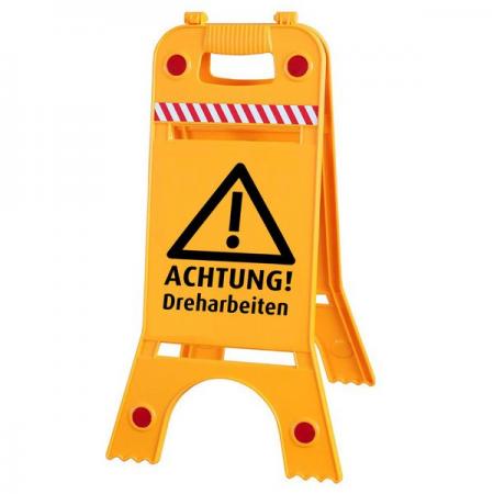 Warnaufsteller Dachaufsteller - Achtung Dreharbeiten - Gr. ca. 28 x 64 cm – 308540/3 beidseitige Beschriftung