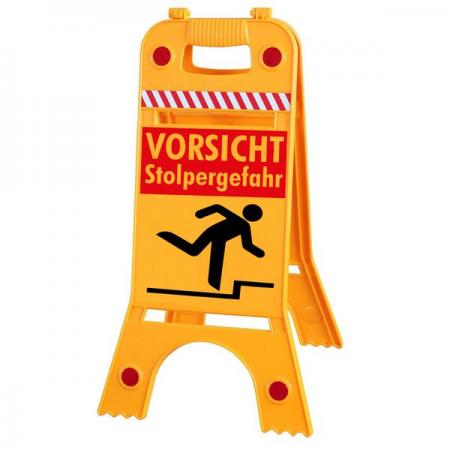 Warnaufsteller Dachaufsteller - Vorsicht Stolpergefahr - Gr. ca. 28 x 64 cm – 308541/5 beidseitige Beschriftung