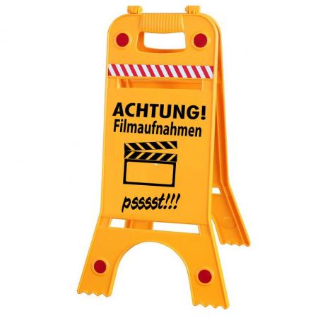 Warnaufsteller Dachaufsteller - Achtung ! Filmaufnahmen psssst - Gr. ca. 28 x 64cm - 308553-2 beidseitige Beschriftung