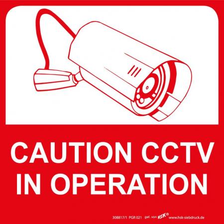 Hinweisschild - Warnschild - Kamera - CAUTION CCTV IN OPERATION - Gr. 21 x 21 cm - 308817-1