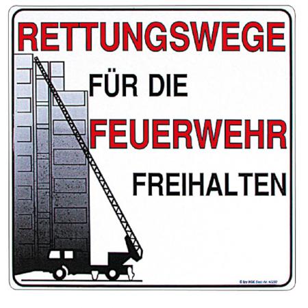 Hinweisschild - RETTUNGSWEGE ... FREIHALTEN - Gr. ca. 41 x 41 cm - 308820