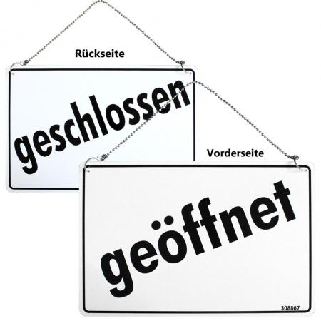 Wendeschild mit Kette - GEÖFFNET GESCHLOSSEN - Gr. ca. 30 x 20 cm - 308867