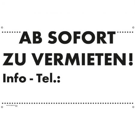 Hinweisschild - Ab sofort zu vermieten - Gr. ca. 600 x 375 cm - 308910