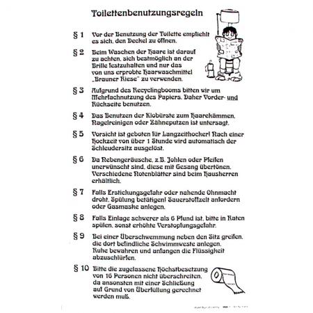 Spaßschild - Toilettenbenutzungsregeln - 308989 - Gr. ca. 20 x 30 cm