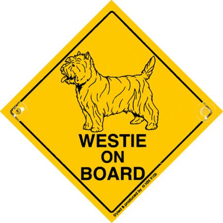 Schild mit Saugnäpfen - WESTIE ON BOARD - 309106 - Gr. ca. 15 x 15 cm