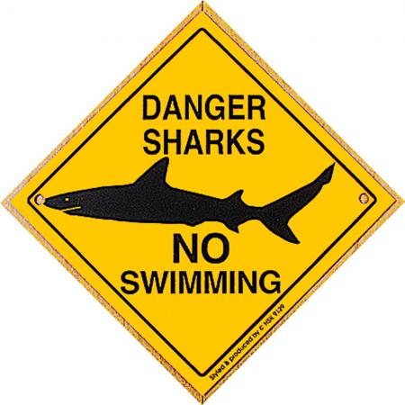 Schild mit Saugnäpfen - DANGER SHARKS - NO SWIMMING - 309129 - Gr. ca. 15 x 15 cm