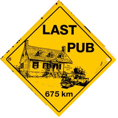 Schild mit Saugnäpfen - LAST PUB 675 km - 309130 - Gr. ca. 15 x 15 cm