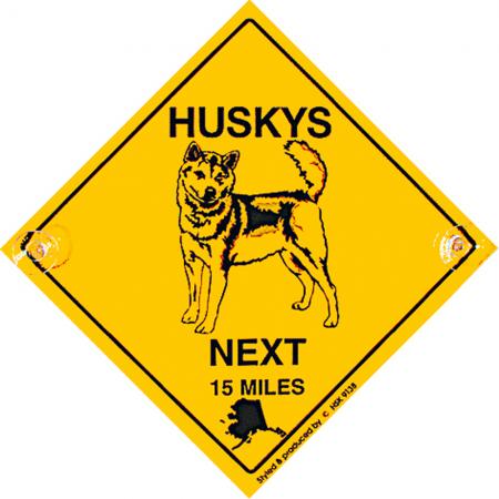 Schild mit Saugnäpfen - HUSKYS - 309138 - Gr. ca. 15 x 15 cm