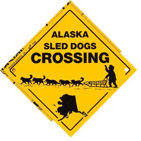 Schild mit Saugnäpfen - ALASKA - SLED DOGS CROSSING - 309142 - Gr. ca. 15 x 15 cm