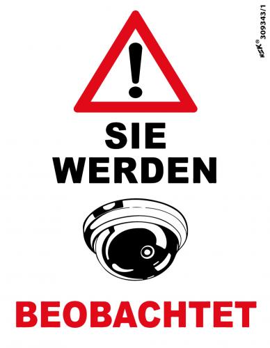 Hinweisschild Schild - Achtung ! Sie werden beobachtet - Gr. ca. 7 cm  x 9 cm - 309343/1