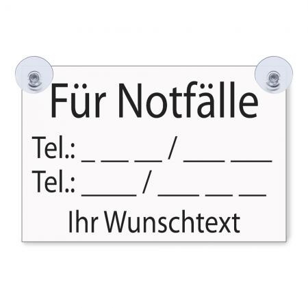 Schild mit Saugnäpfen - Für Notfälle... Wunschtext...- 309524 - 30 x 20 cm