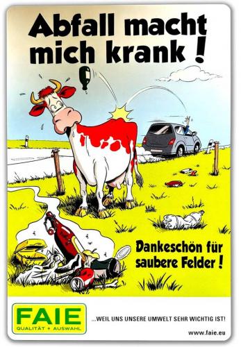 PST-Schild - Abfall macht mich krank.. saubere Felder - Gr. ca. 30 x 20 cm - 309812-1 Landwirtschaft