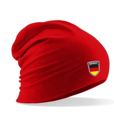 Longbeanie Slouch-Beanie Sommerbeanie mit Textildruck Wappen - GERMANY - SB55043