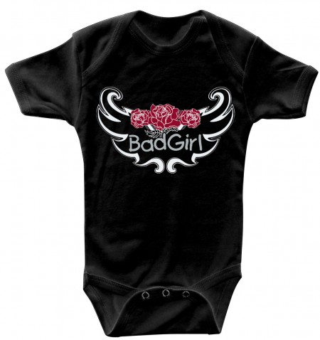 Babystrampler mit Print – Bad Girl – 08396 schwarz - 0-24 Monate