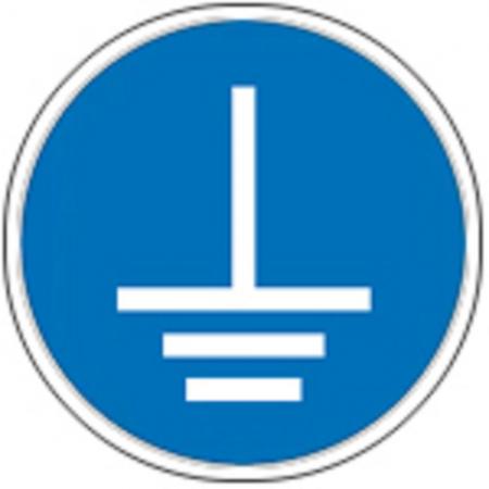 Schild Gebotszeichen nach ISO 7010 - vor Benutzung erden - 320065 rund Gr. ca. 20cm